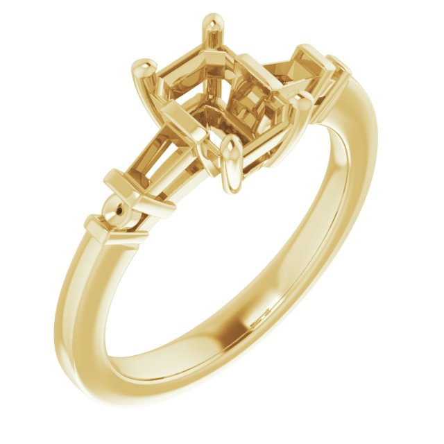 Baguette Accented Engagement Ring
