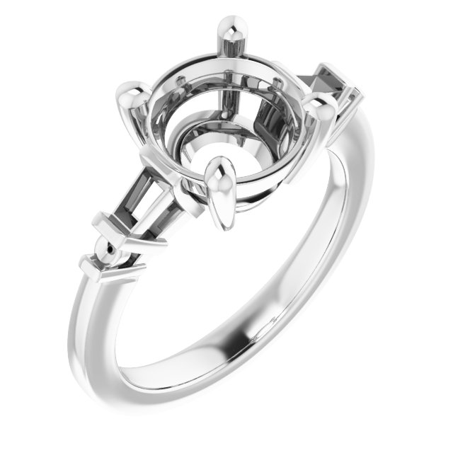 Baguette Accented Engagement Ring