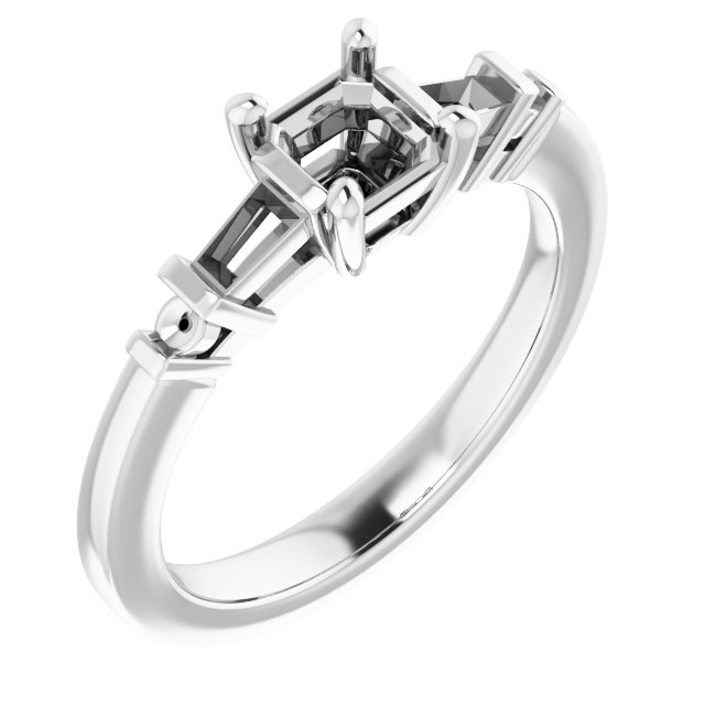 Baguette Accented Engagement Ring