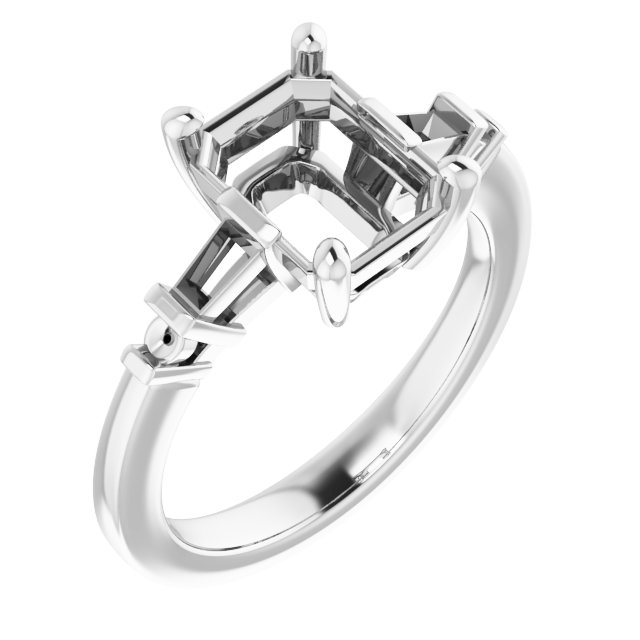 Baguette Accented Engagement Ring