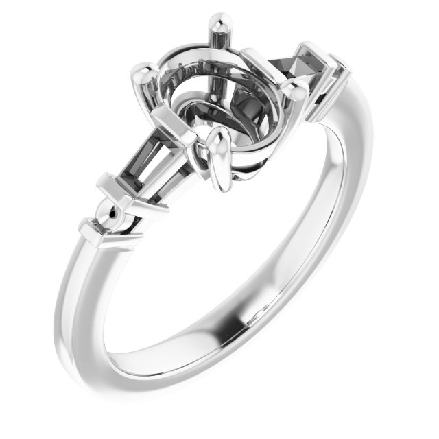 Baguette Accented Engagement Ring