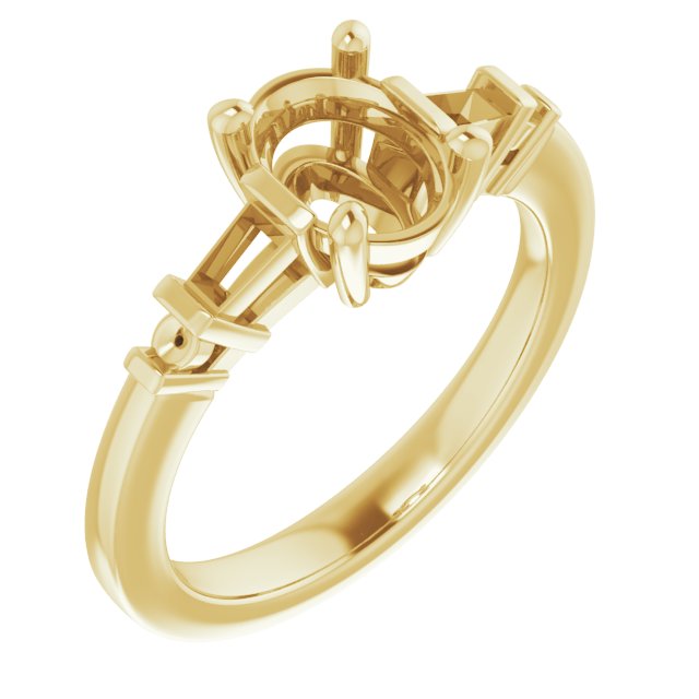 Baguette Accented Engagement Ring