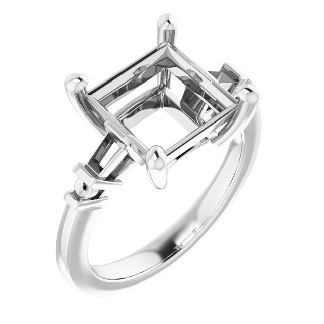 Baguette Accented Engagement Ring