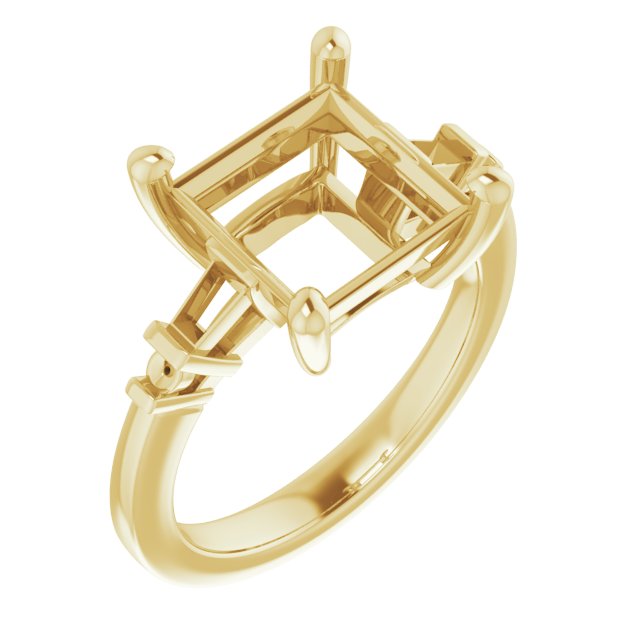 Baguette Accented Engagement Ring
