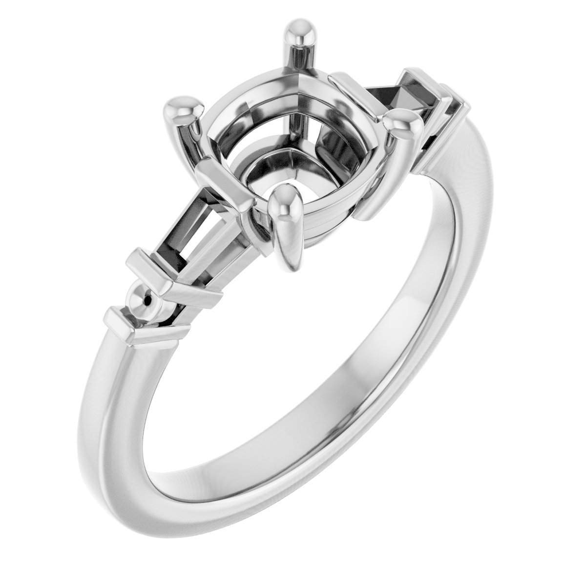 Baguette Accented Engagement Ring