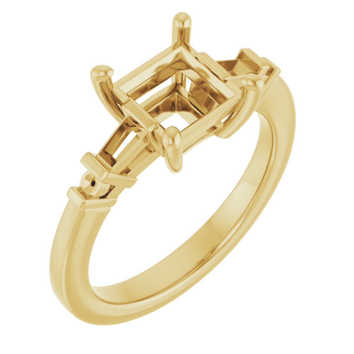 Baguette Accented Engagement Ring