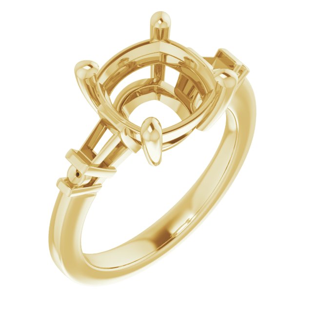 Baguette Accented Engagement Ring