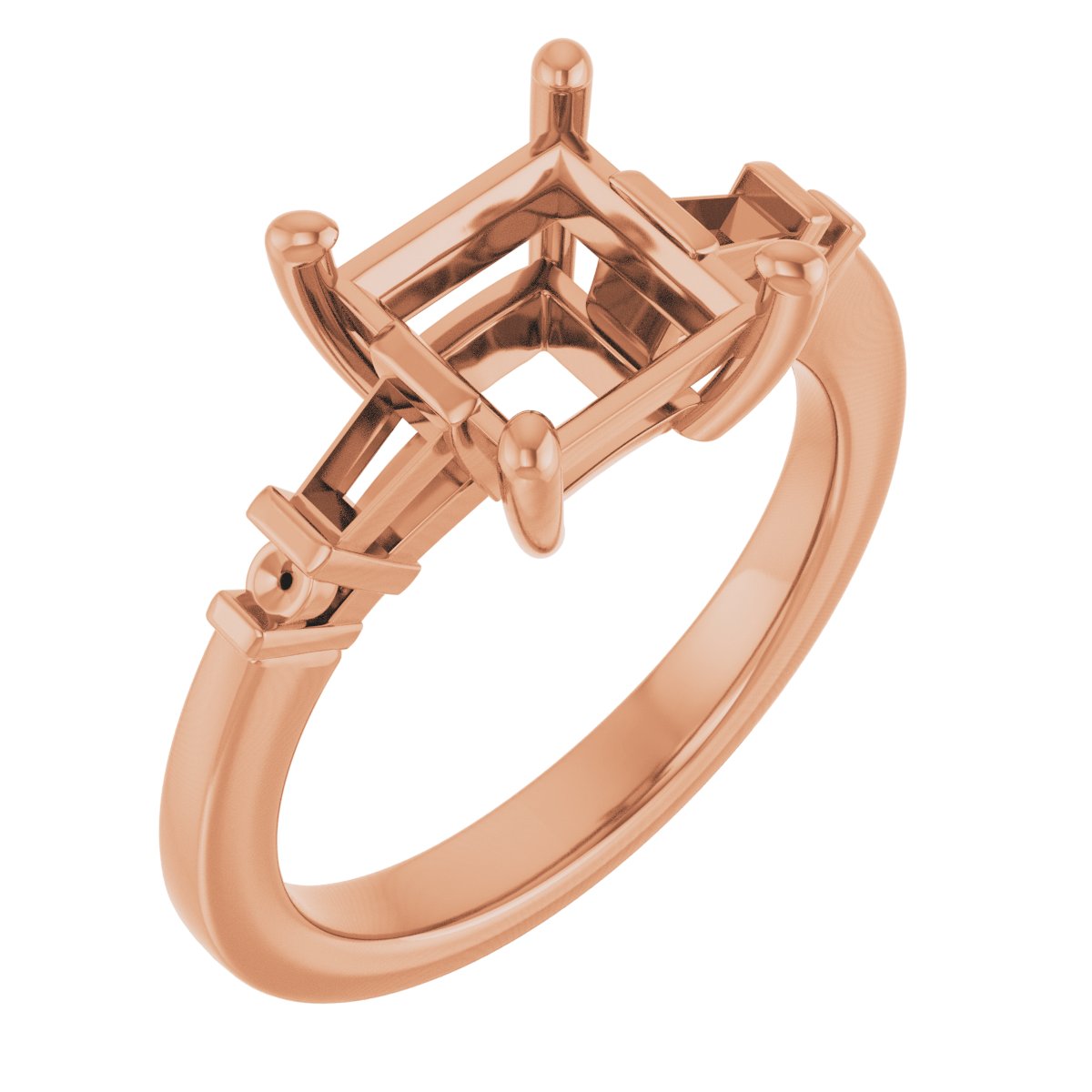 Baguette Accented Engagement Ring