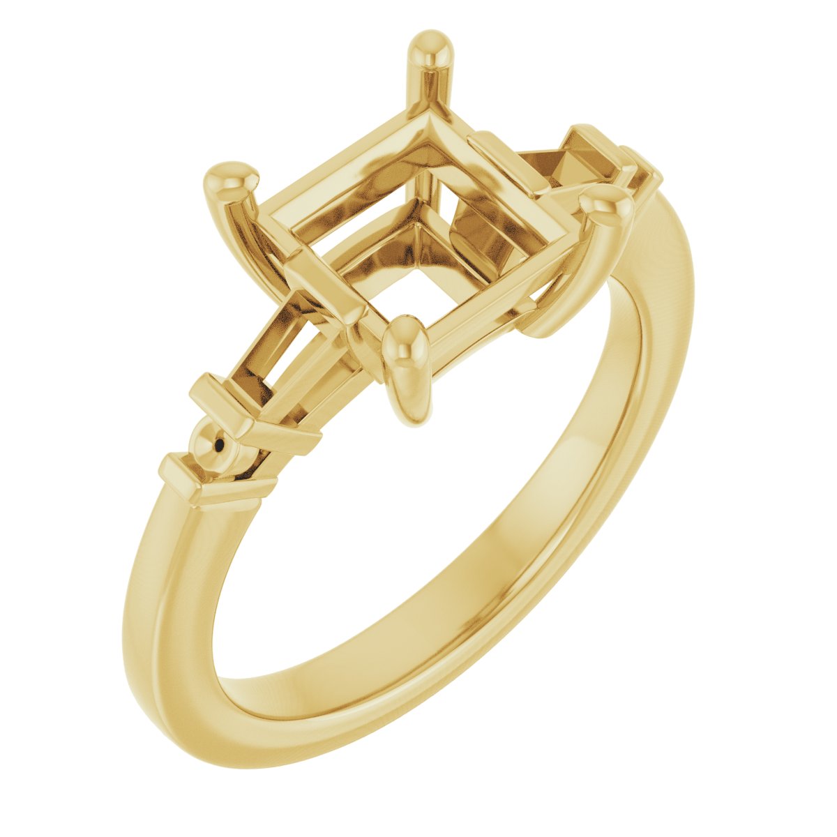 Baguette Accented Engagement Ring