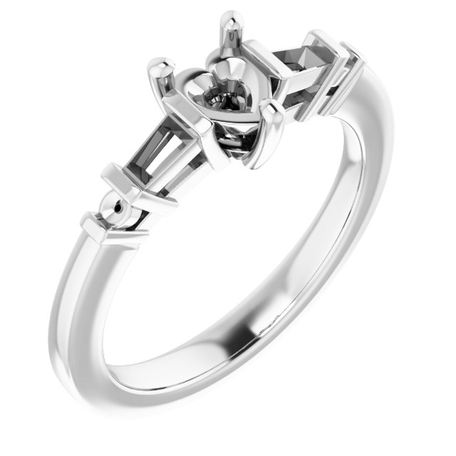 Baguette Accented Engagement Ring