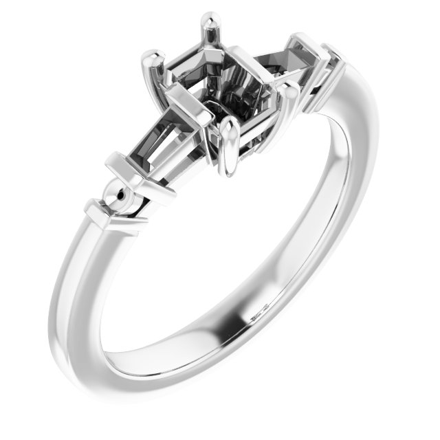 Baguette Accented Engagement Ring