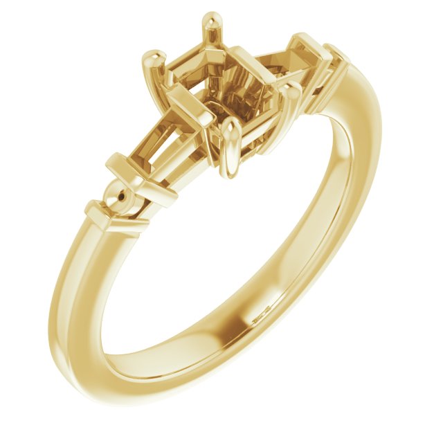 Baguette Accented Engagement Ring
