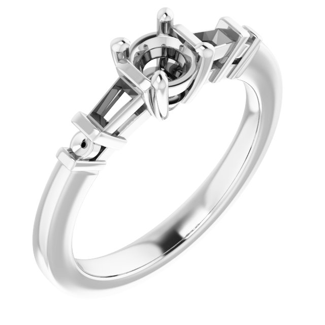 Baguette Accented Engagement Ring