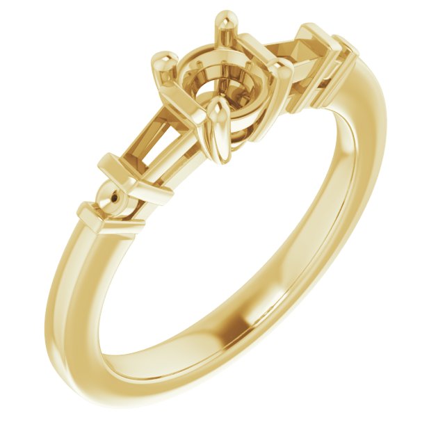 Baguette Accented Engagement Ring