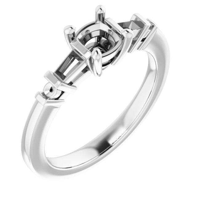 Baguette Accented Engagement Ring