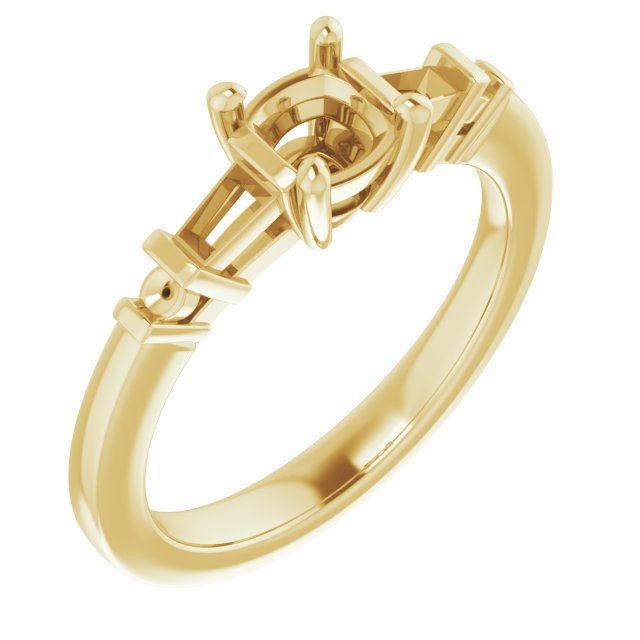 Baguette Accented Engagement Ring