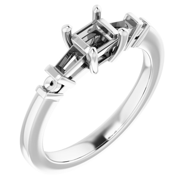 Baguette Accented Engagement Ring