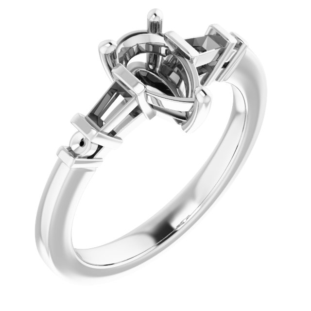 Baguette Accented Engagement Ring