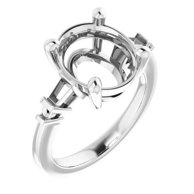 Baguette Accented Engagement Ring