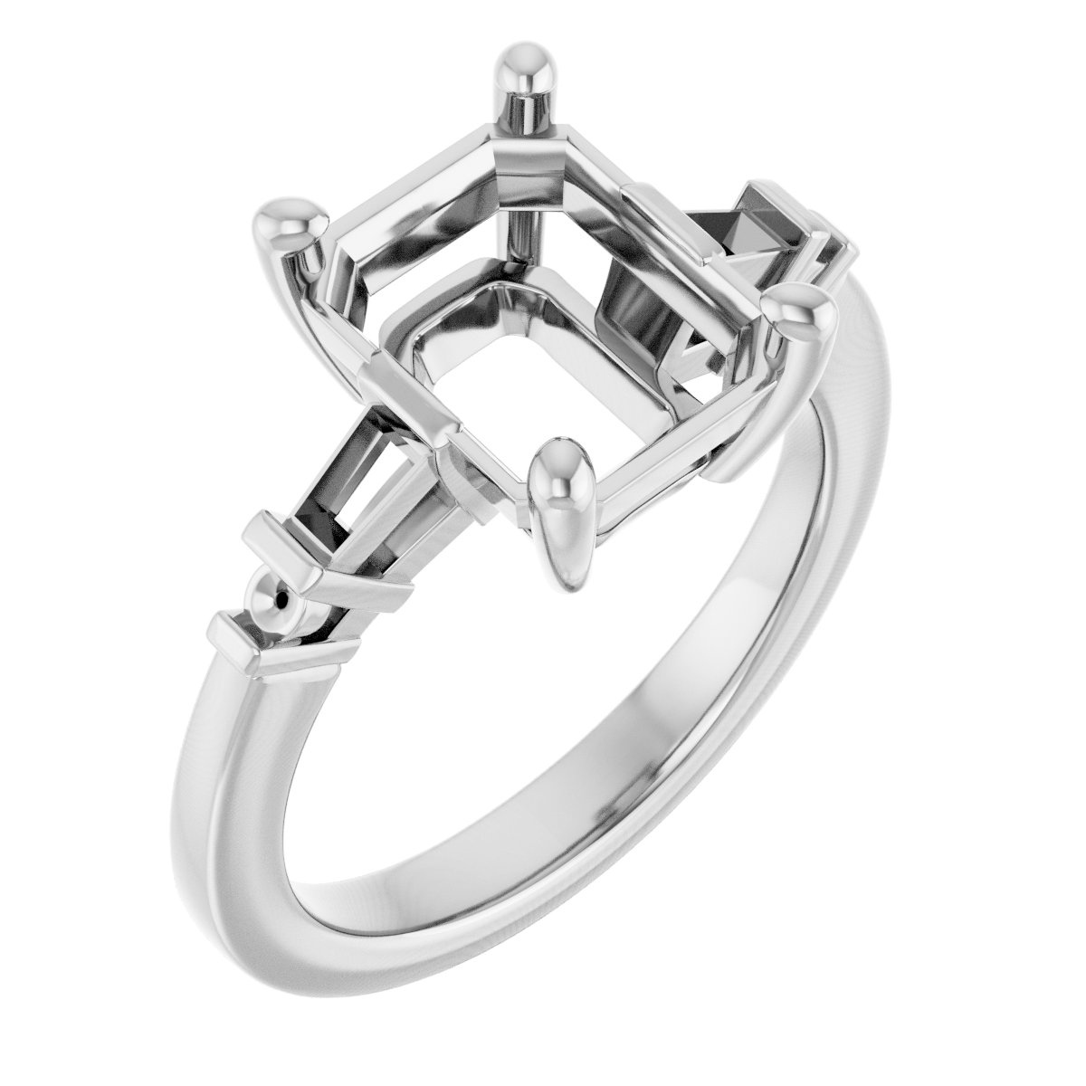 Baguette Accented Engagement Ring