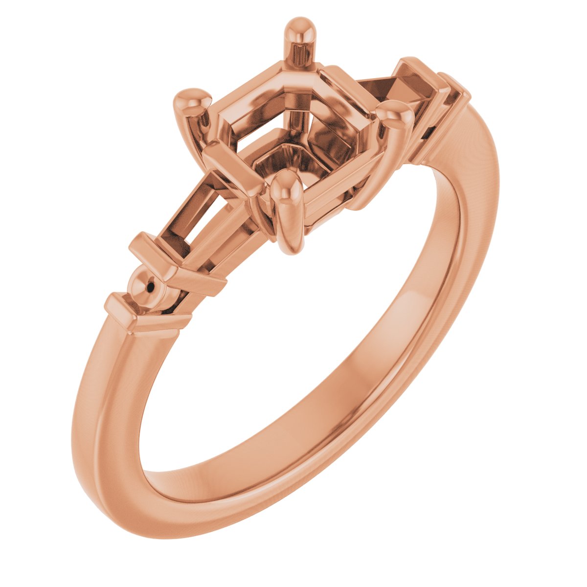 Baguette Accented Engagement Ring