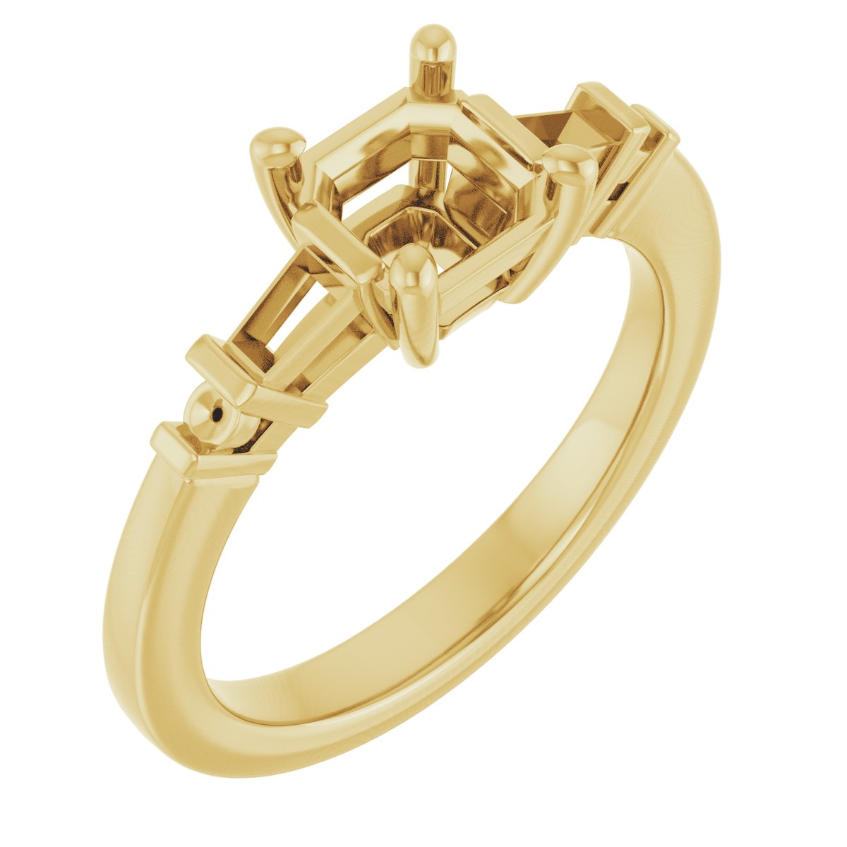 Baguette Accented Engagement Ring