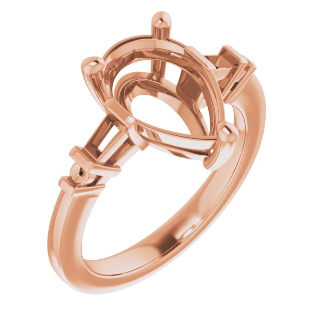 Baguette Accented Engagement Ring