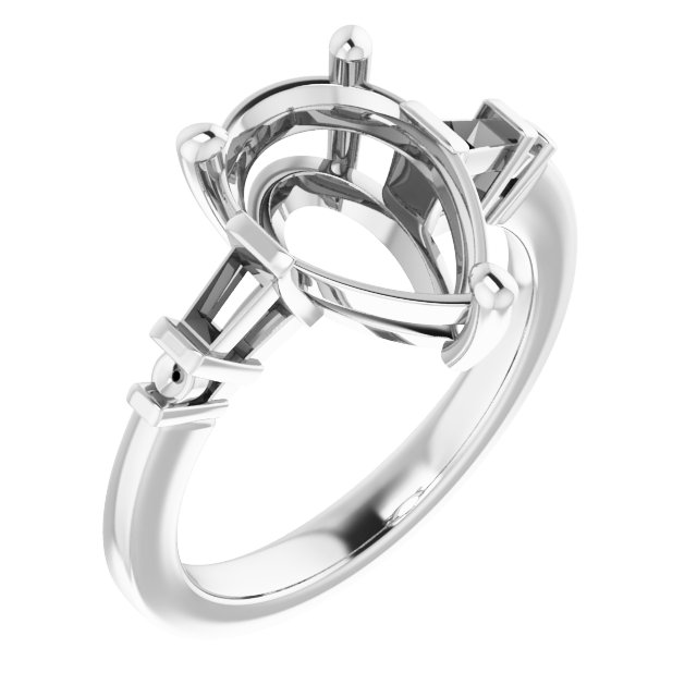 Baguette Accented Engagement Ring