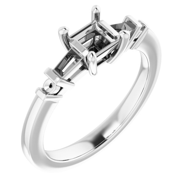 Baguette Accented Engagement Ring