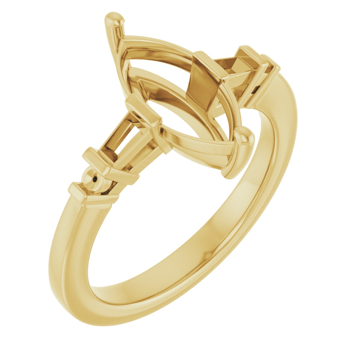 Baguette Accented Engagement Ring