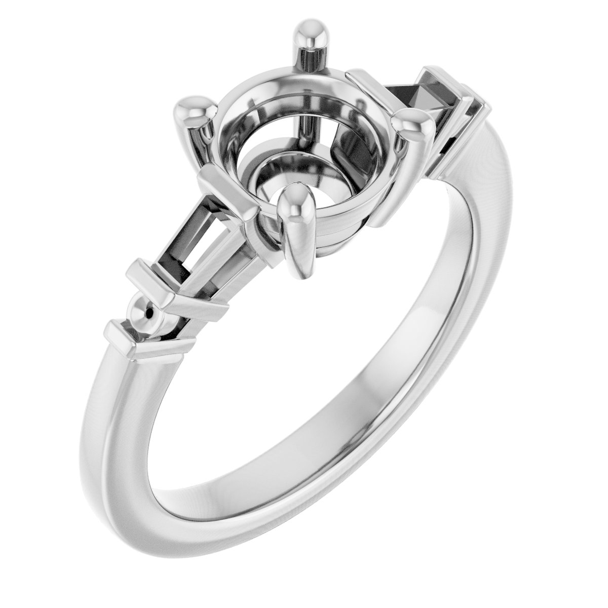 Baguette Accented Engagement Ring