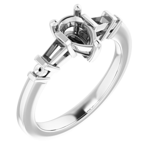 Baguette Accented Engagement Ring