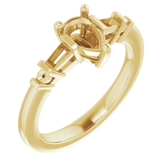 Baguette Accented Engagement Ring