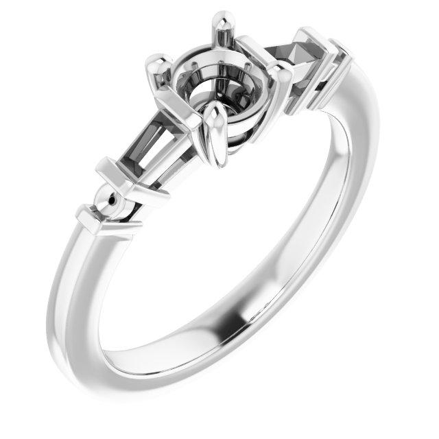Baguette Accented Engagement Ring