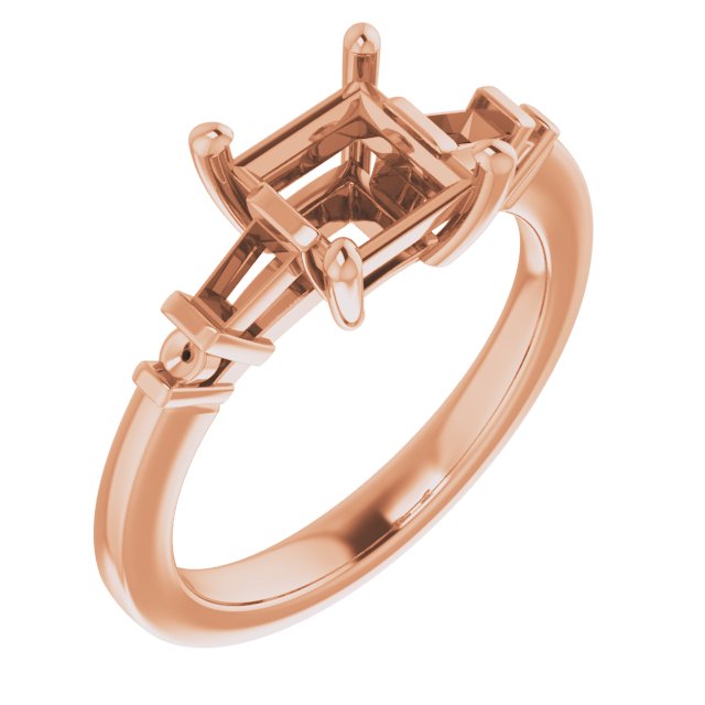 Baguette Accented Engagement Ring