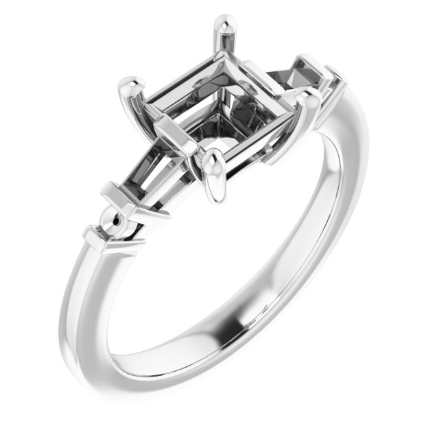 Baguette Accented Engagement Ring