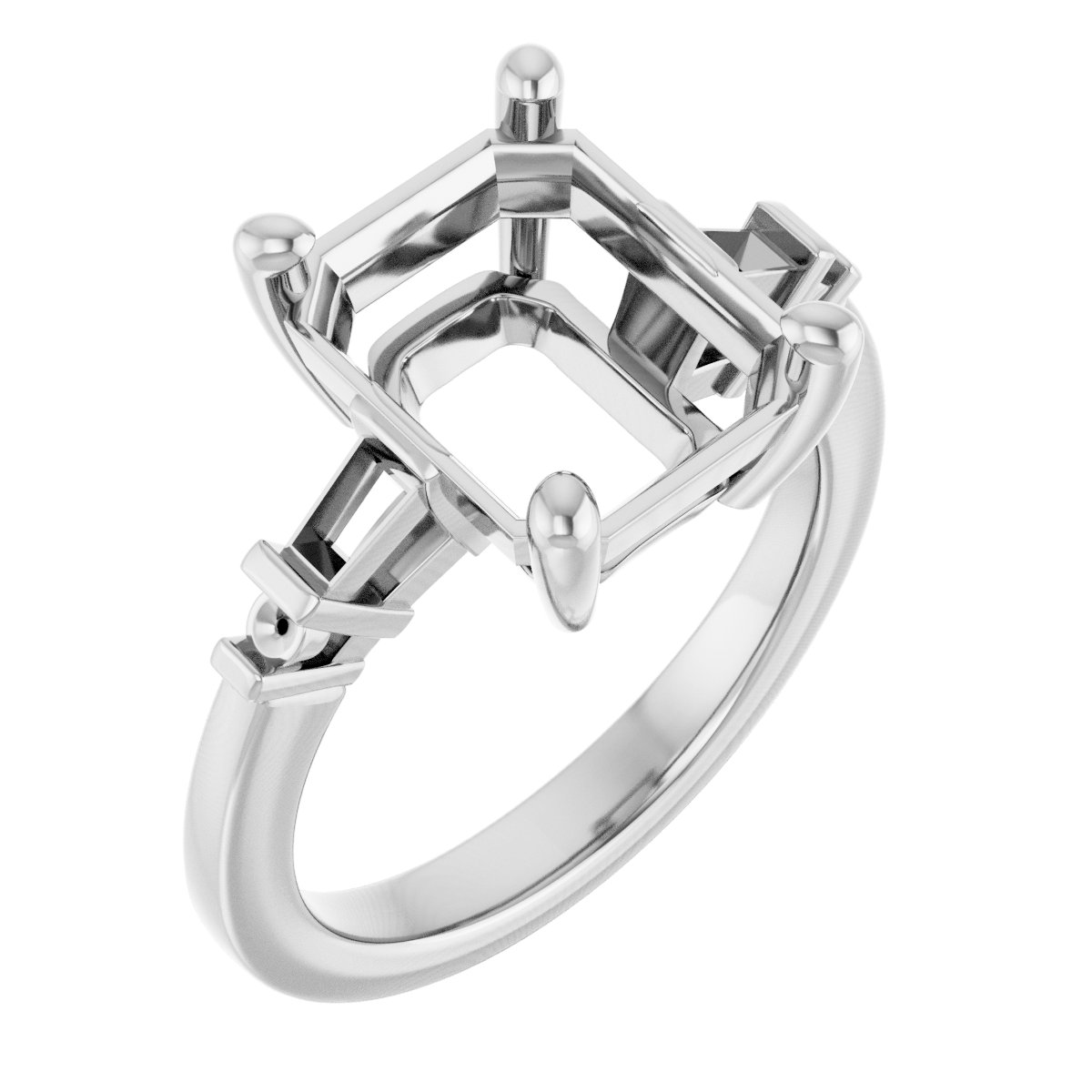 Baguette Accented Engagement Ring