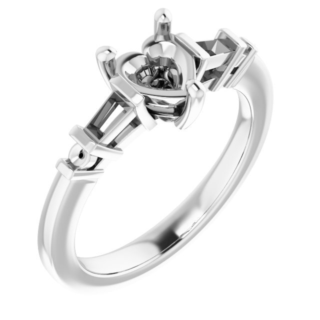 Baguette Accented Engagement Ring