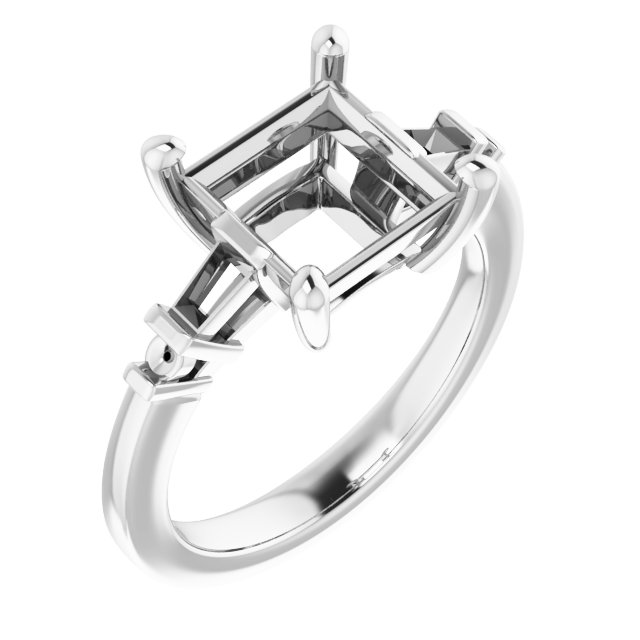 Baguette Accented Engagement Ring