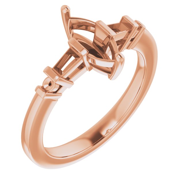 Baguette Accented Engagement Ring