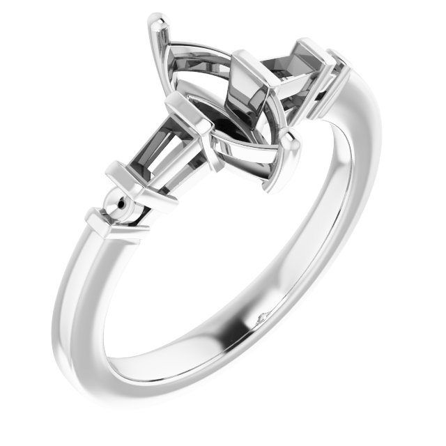 Baguette Accented Engagement Ring