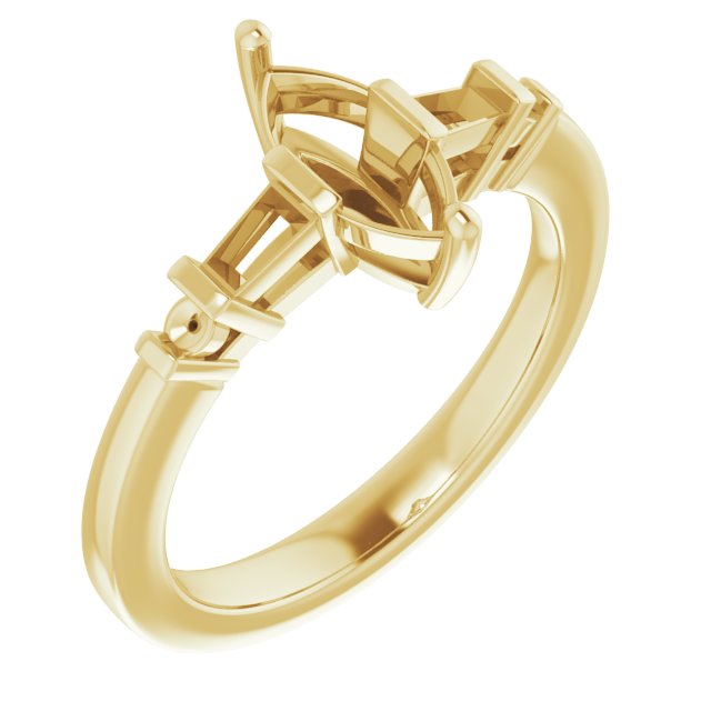Baguette Accented Engagement Ring