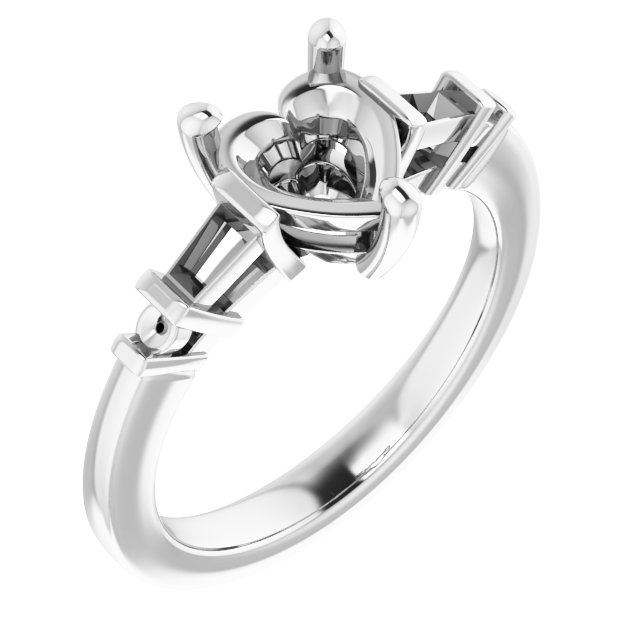Baguette Accented Engagement Ring