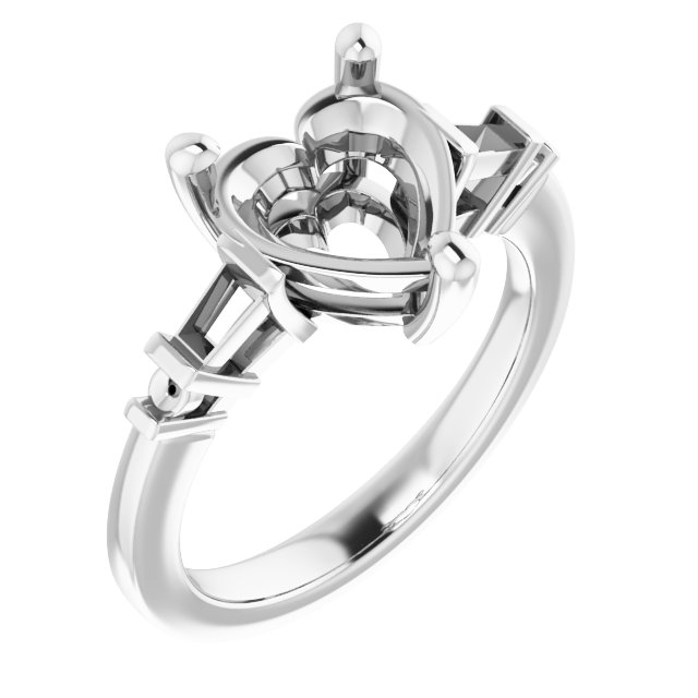 Baguette Accented Engagement Ring