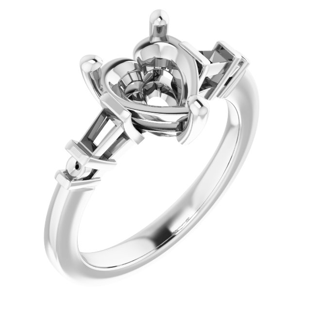 Baguette Accented Engagement Ring