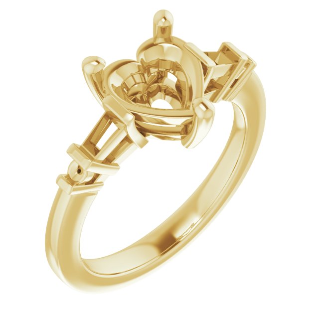 Baguette Accented Engagement Ring