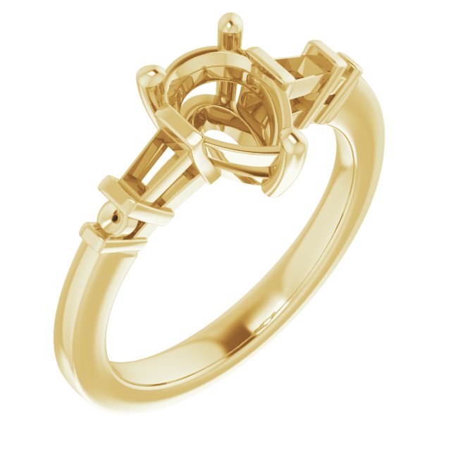 Baguette Accented Engagement Ring