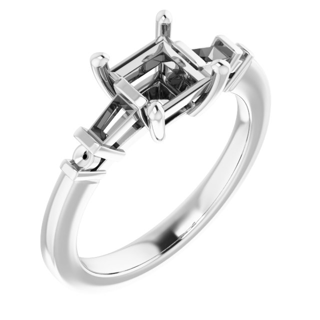 Baguette Accented Engagement Ring
