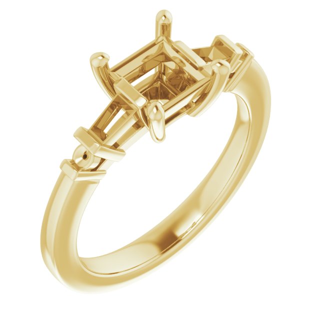Baguette Accented Engagement Ring
