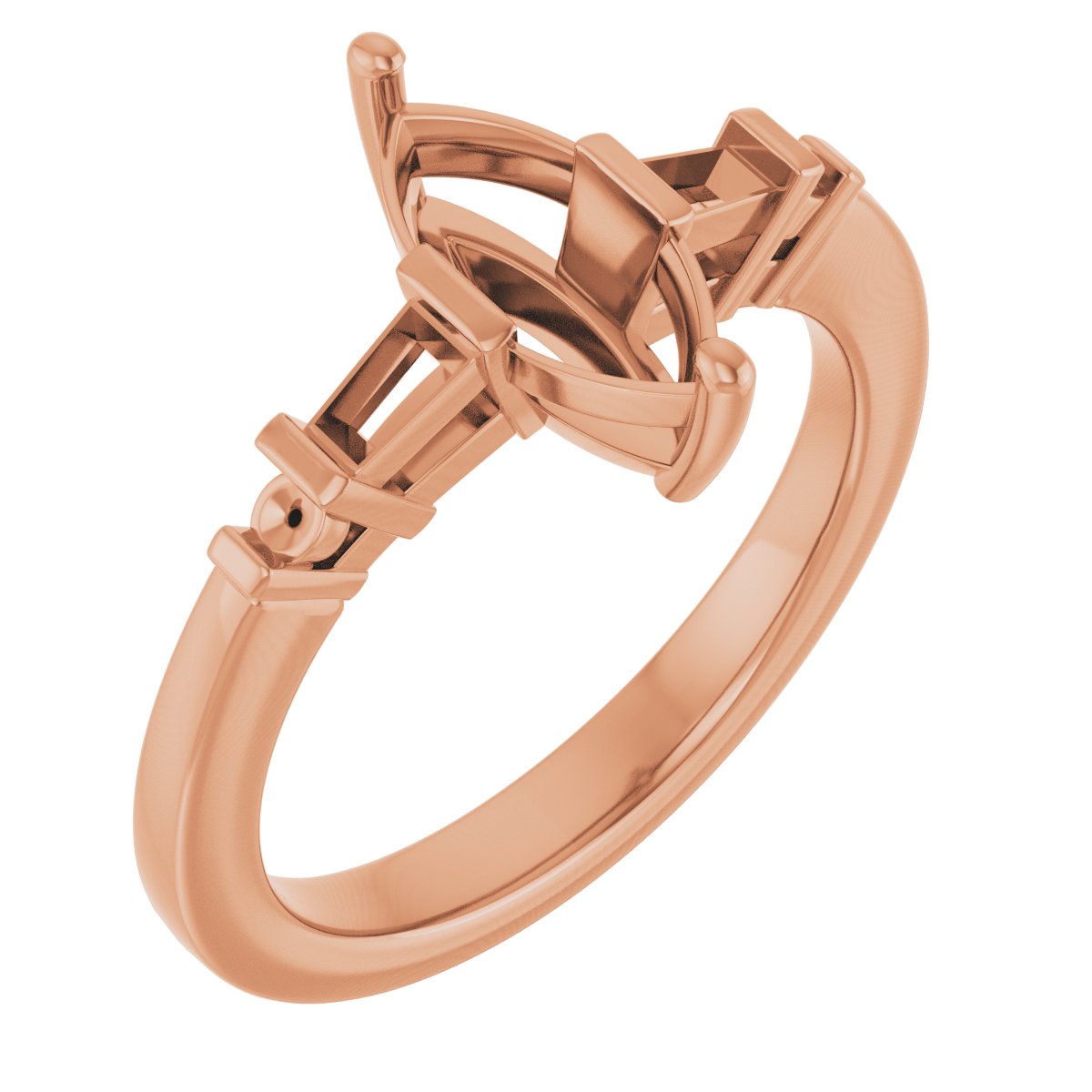 Baguette Accented Engagement Ring